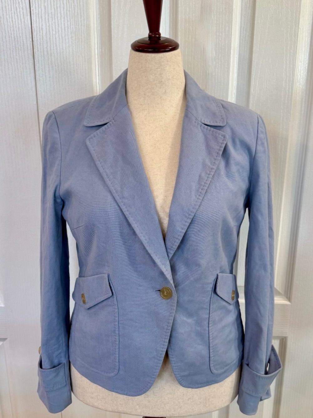 Women's, Size 14, Talbots Jacket, Periwinkle Gray, Shell: Linen-Cotton-Spandex